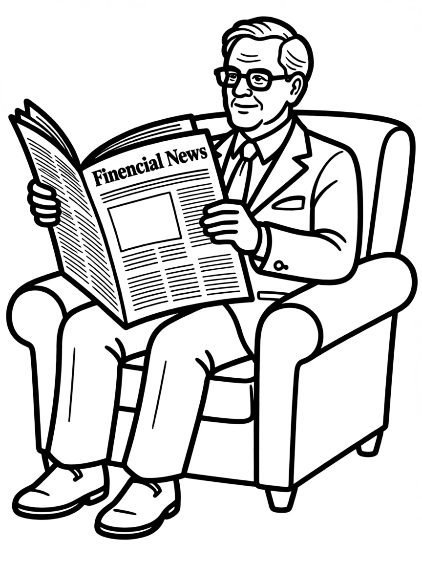 Warren Buffett reading a financial paper.
