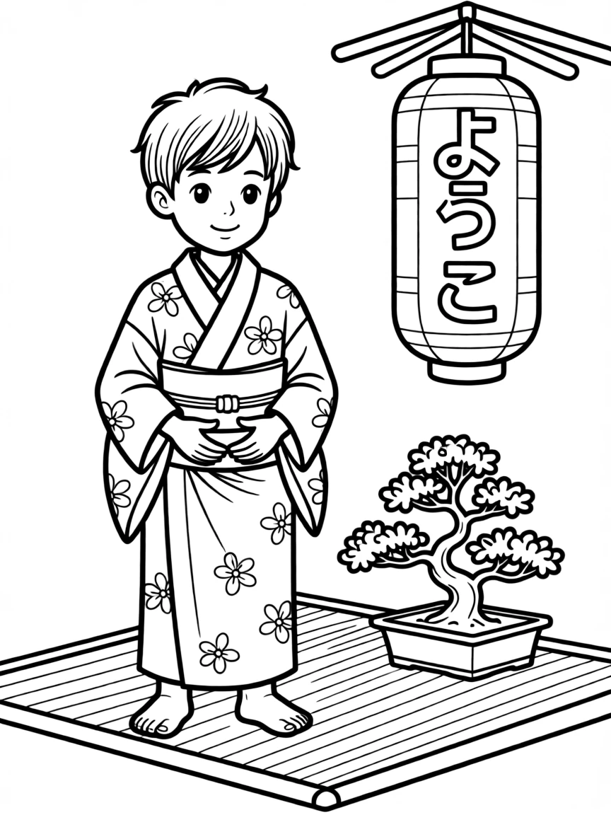 Japanese boy in kimono