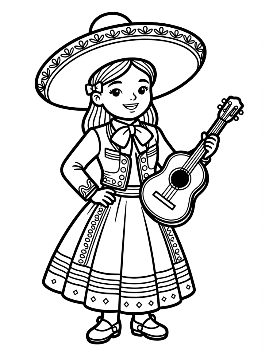 Mexican girl in mariachi outfit
