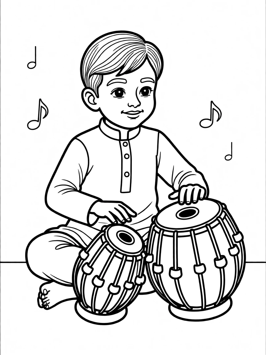 Indian boy playing tabla