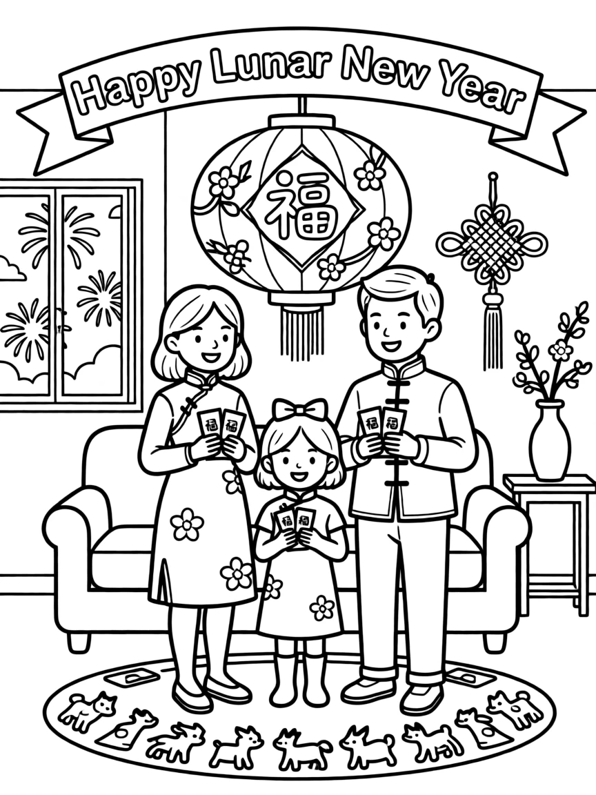 Chinese family celebrating Lunar New Year