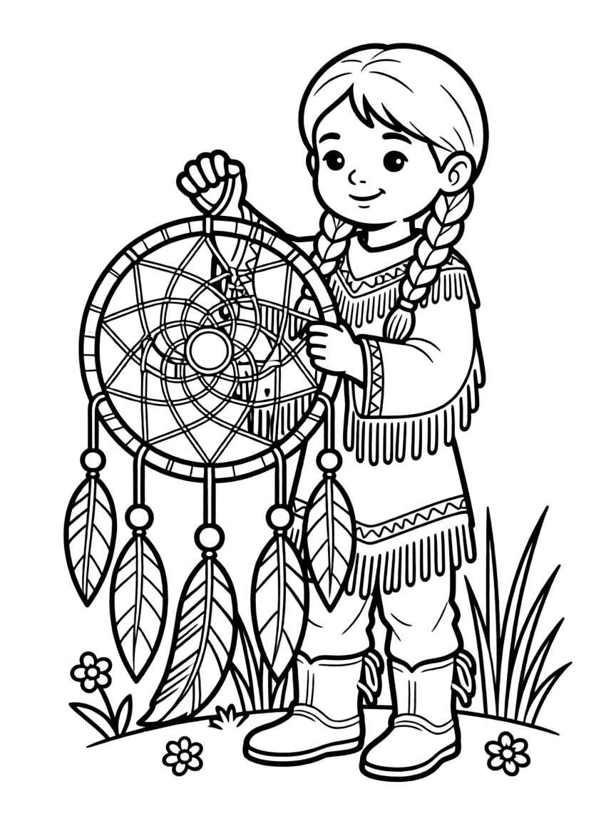 Native American child with dreamcatcher