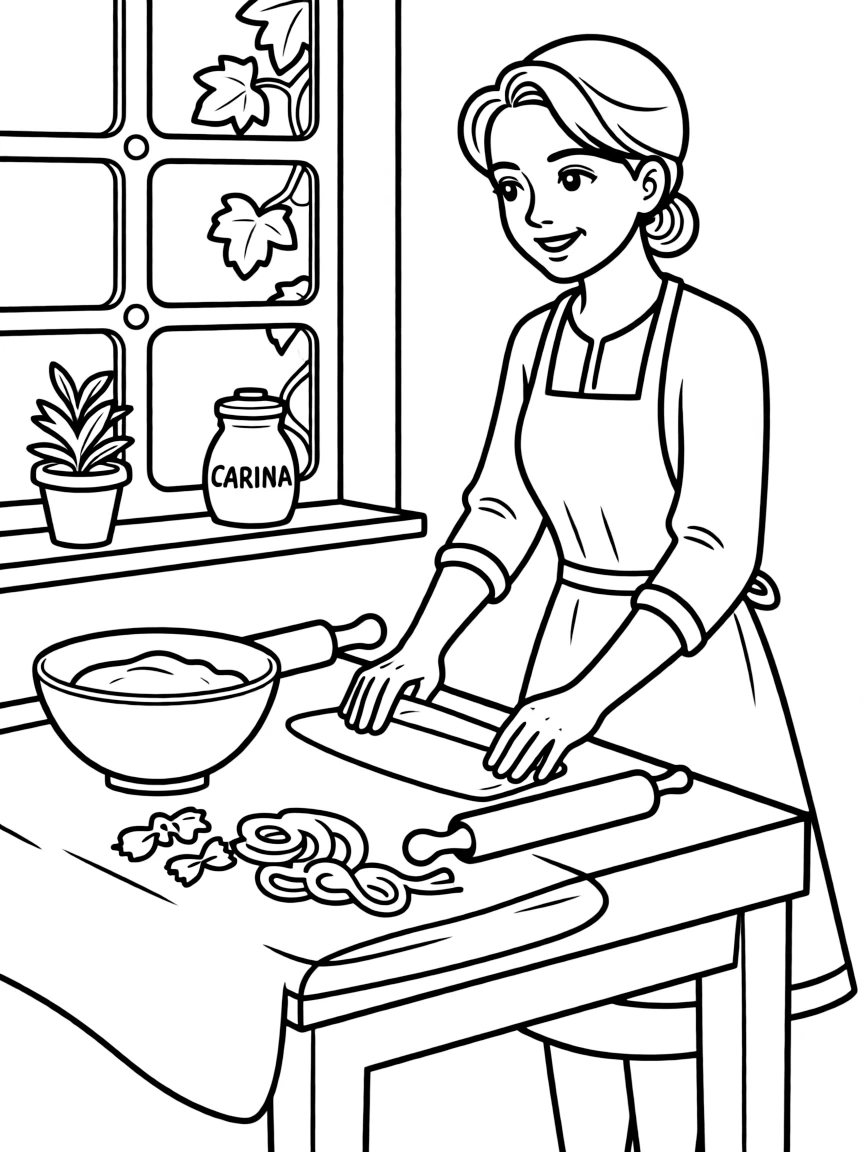Italian woman making pasta