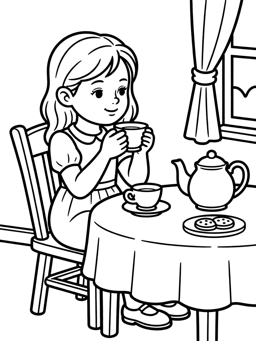 British girl drinking tea