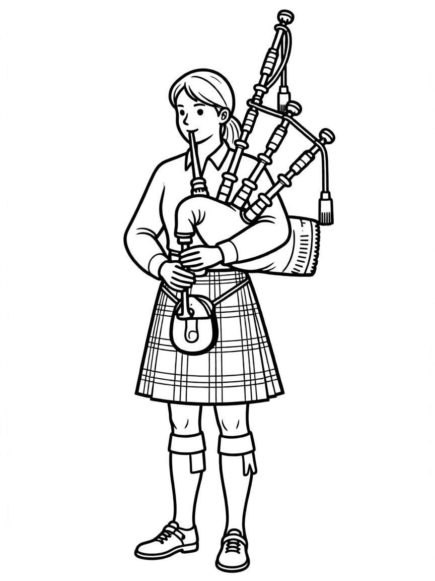 Scottish woman playing bagpipes