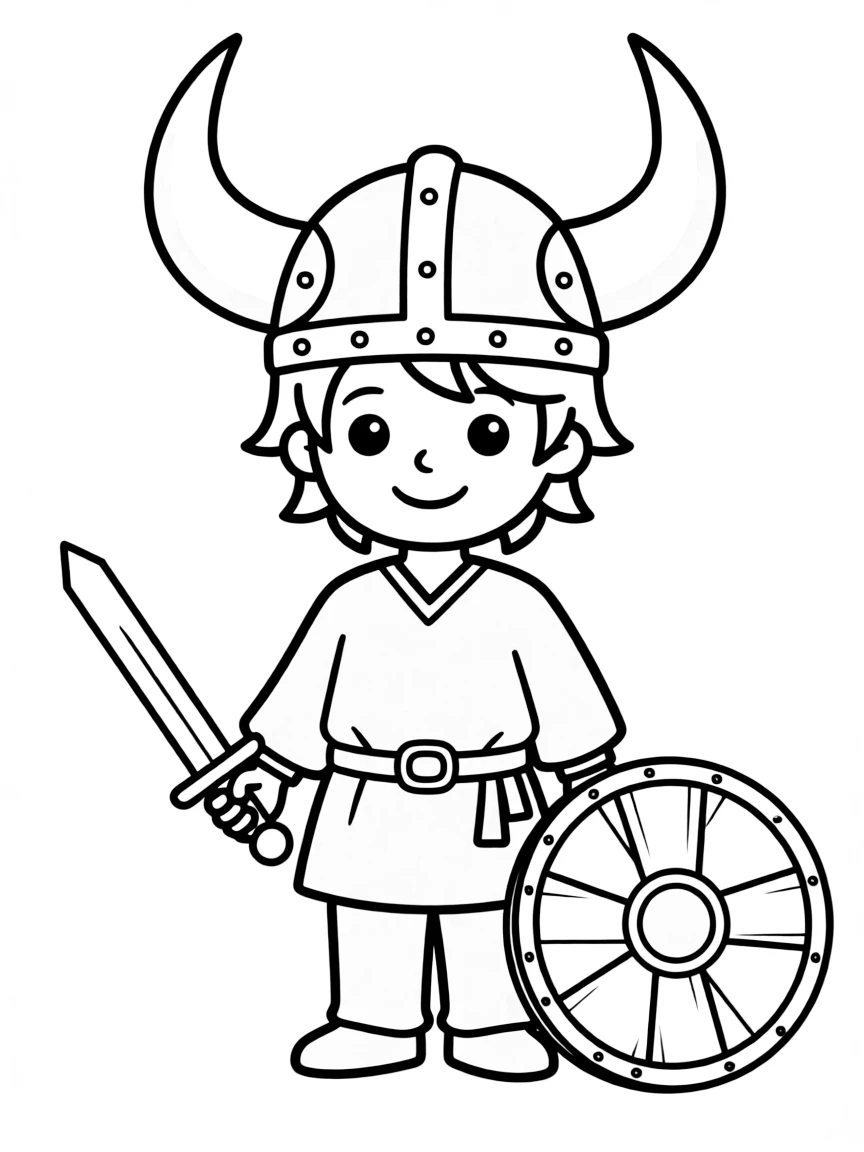 Swedish child with Viking helmet