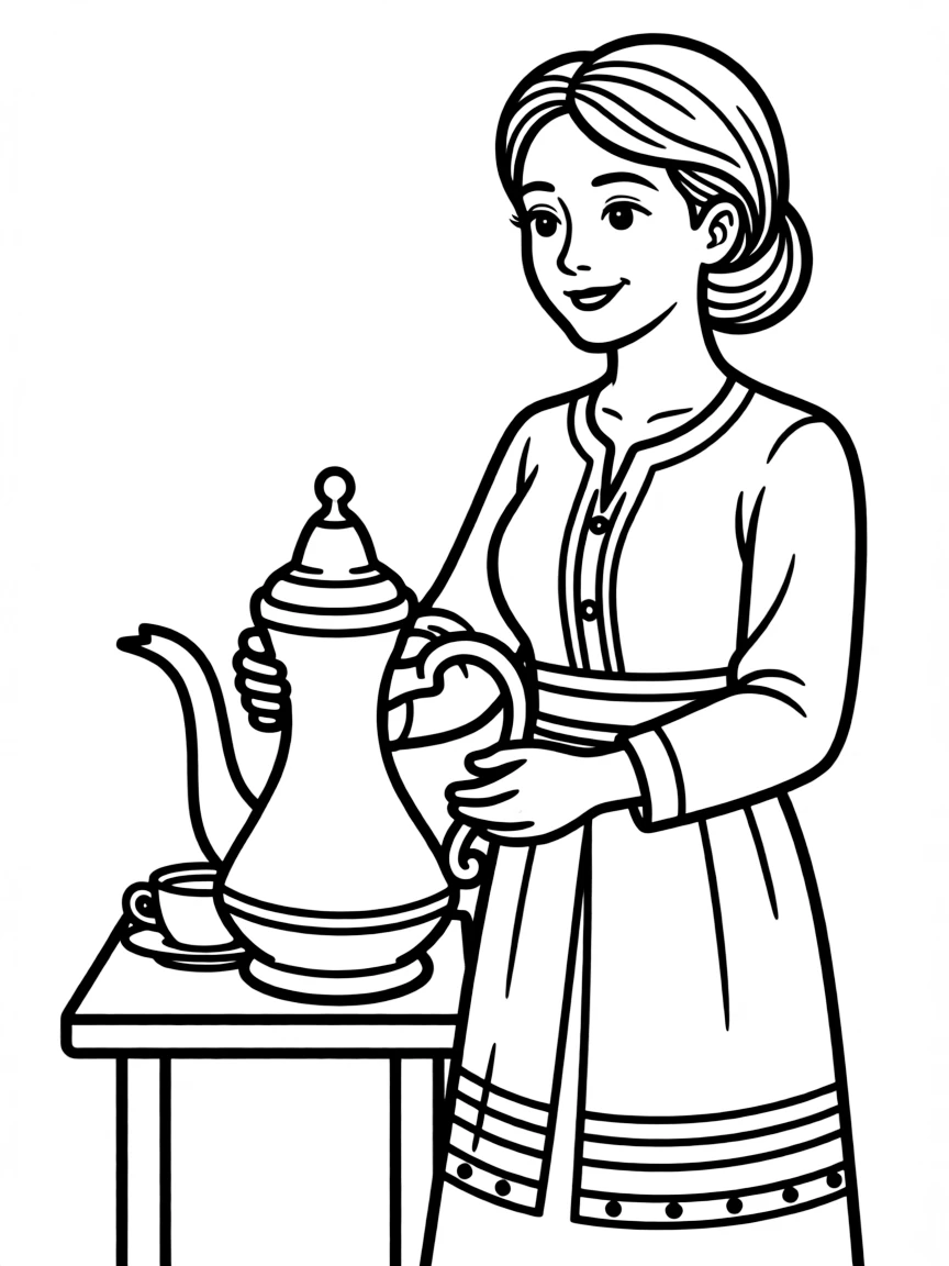 Turkish woman with a coffee pot