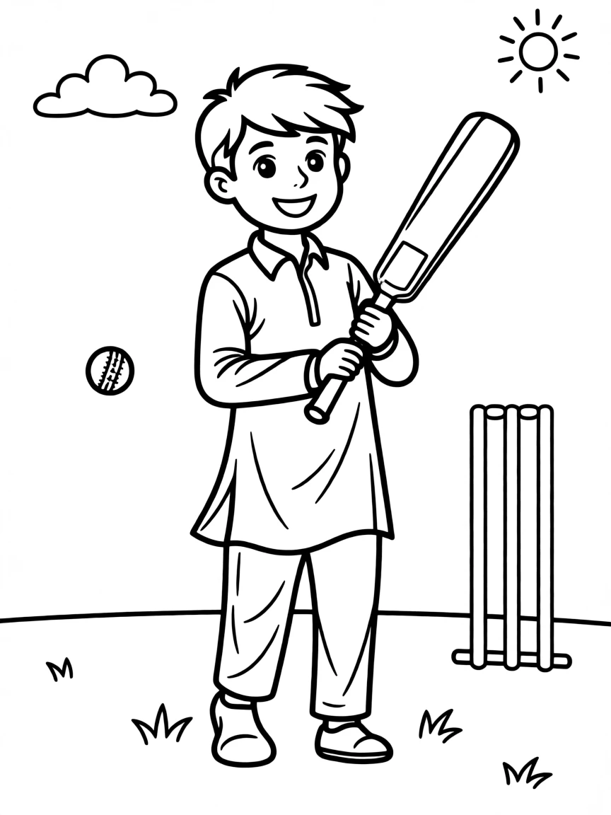 Pakistani boy playing cricket