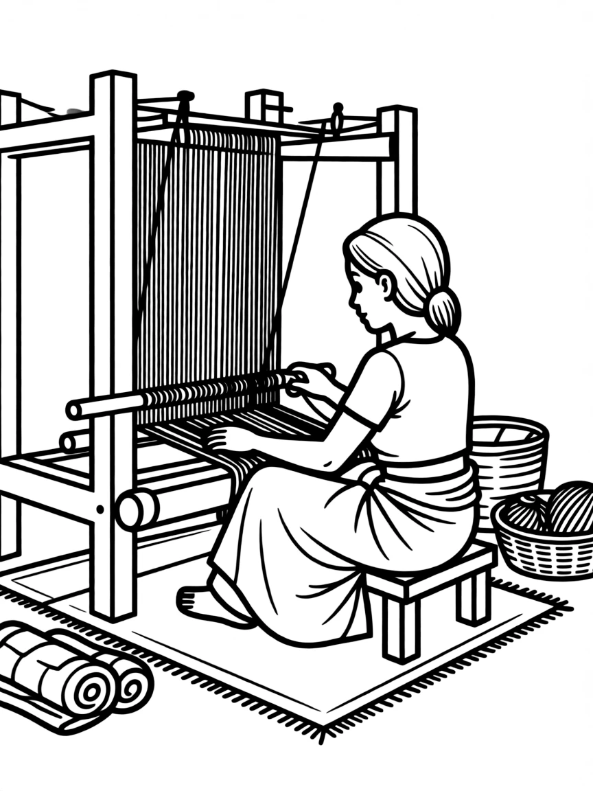 Bangladeshi woman weaving a sari