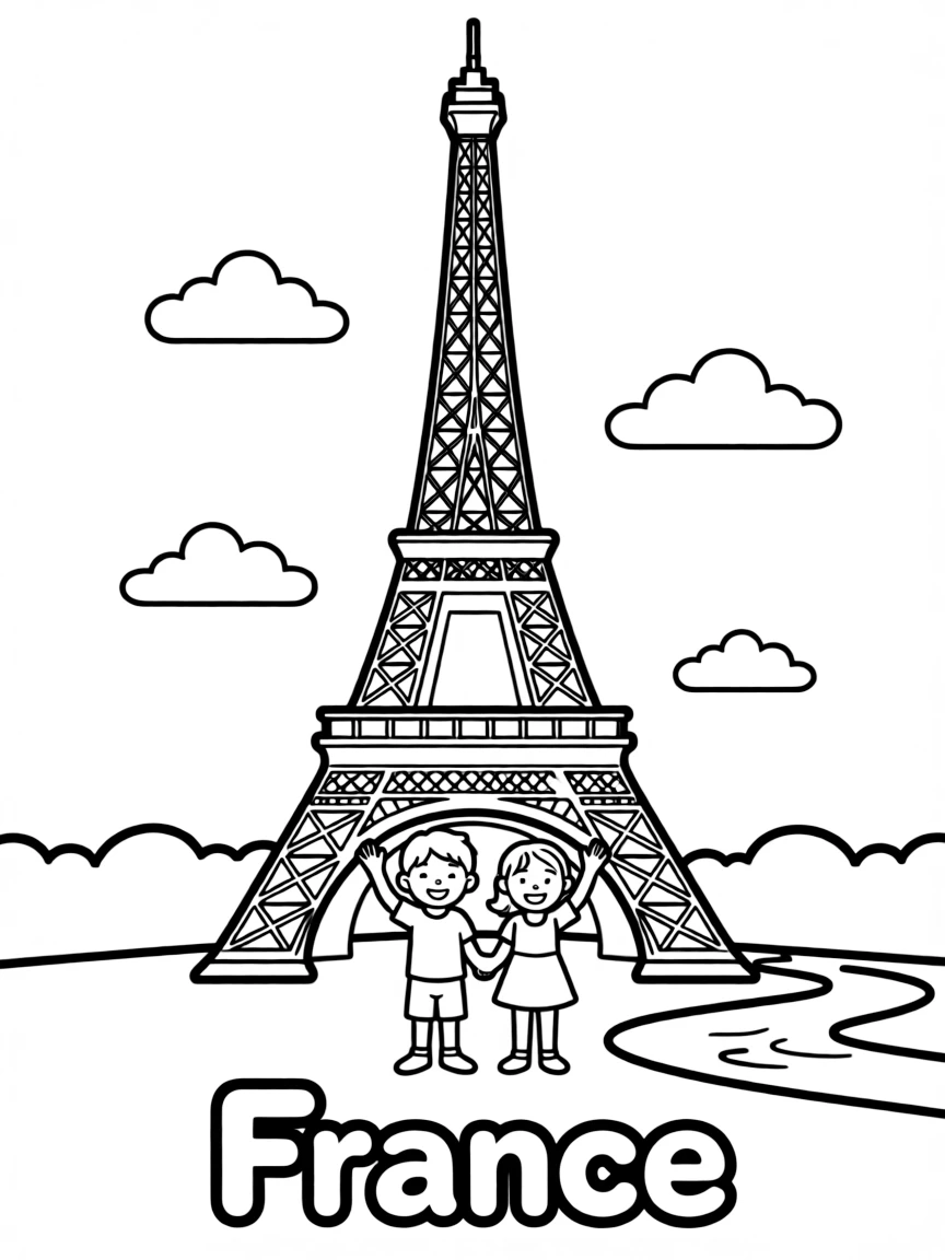 The Eiffel Tower and the name France written clearly.