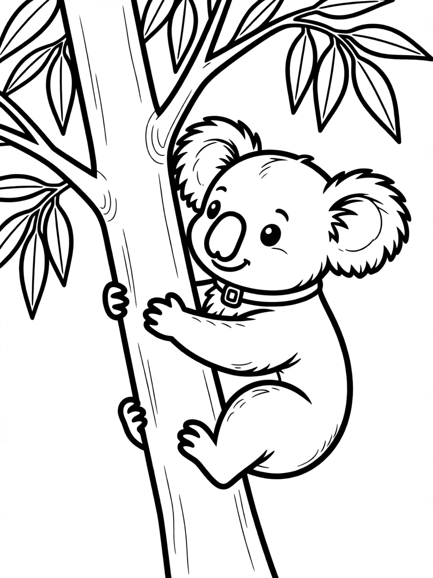 A koala climbing a tree in Australia.
