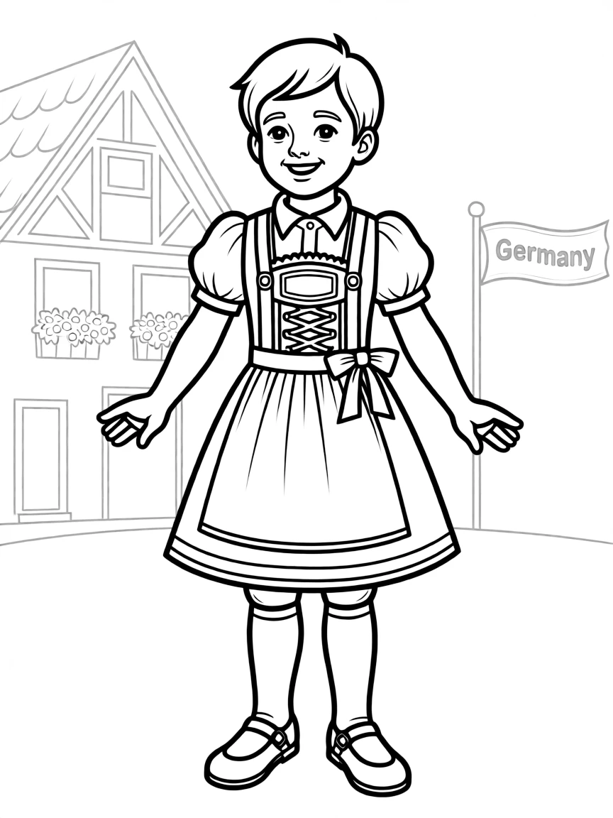 A child dressed in traditional German attire for Germany.