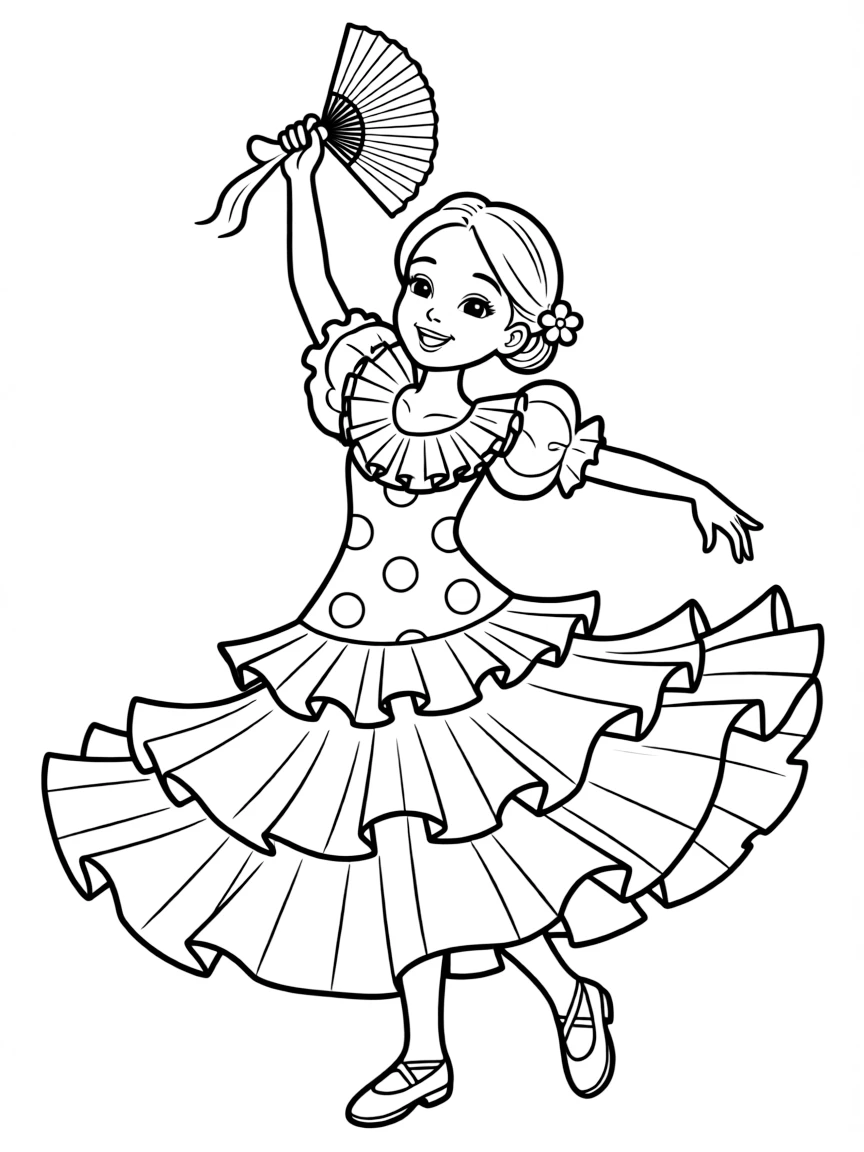 A happy child dancing the flamenco for Spain.