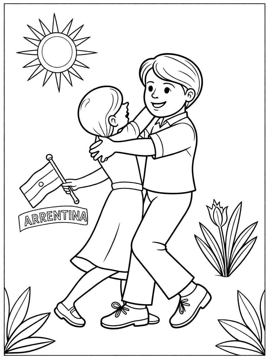 A happy child dancing tango for Argentina.