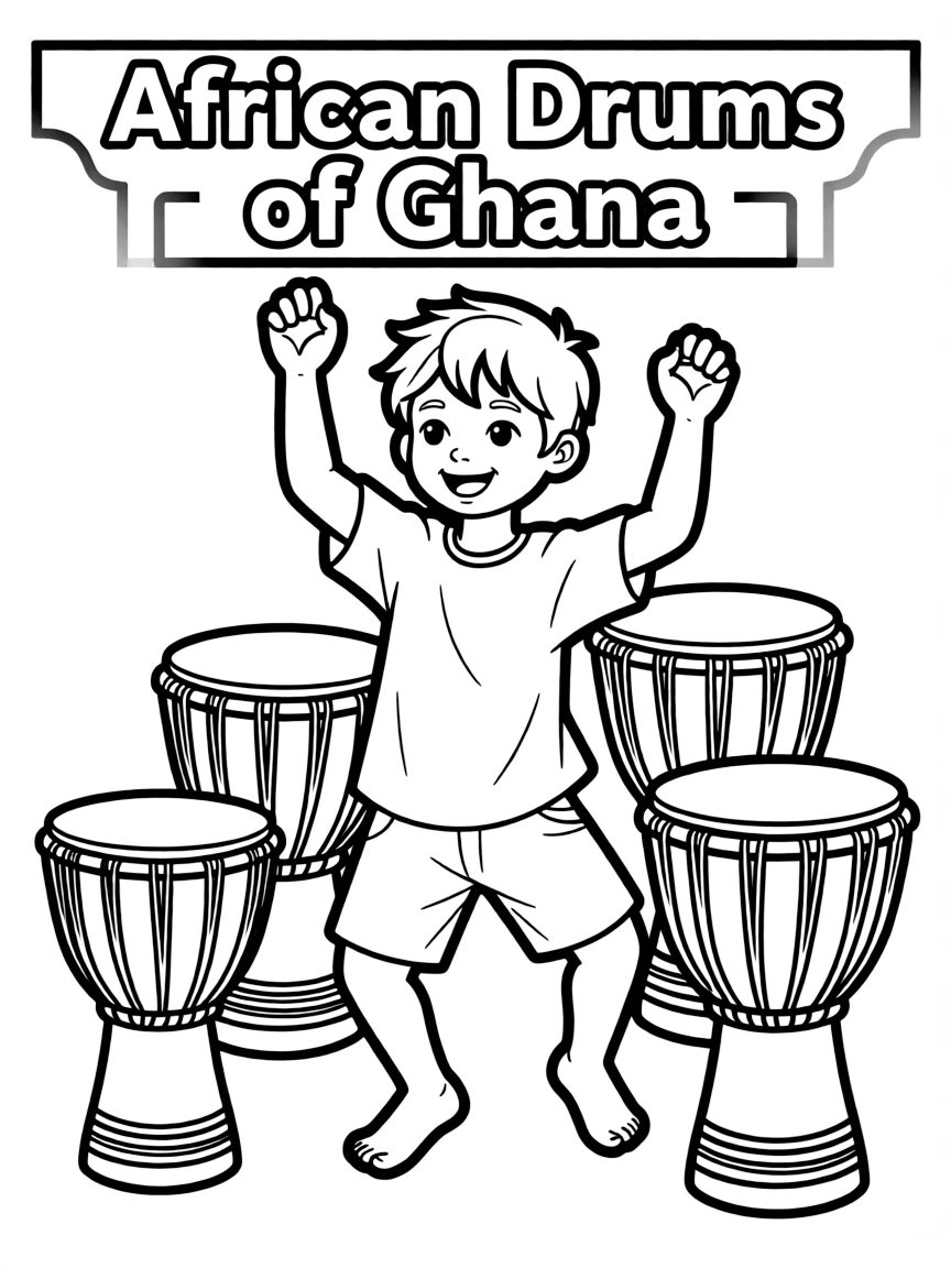 A child dancing to African drums for Ghana.