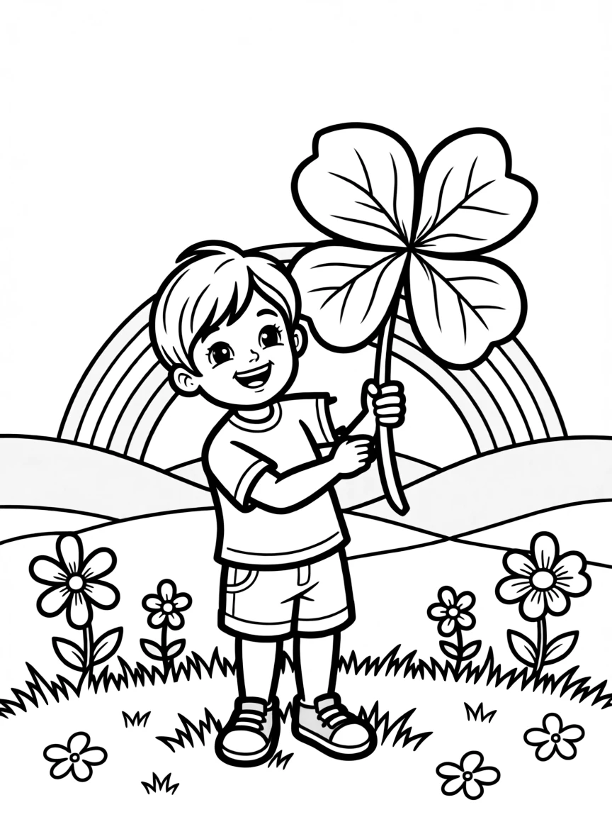 A child with a four-leaf clover for good luck for Ireland.