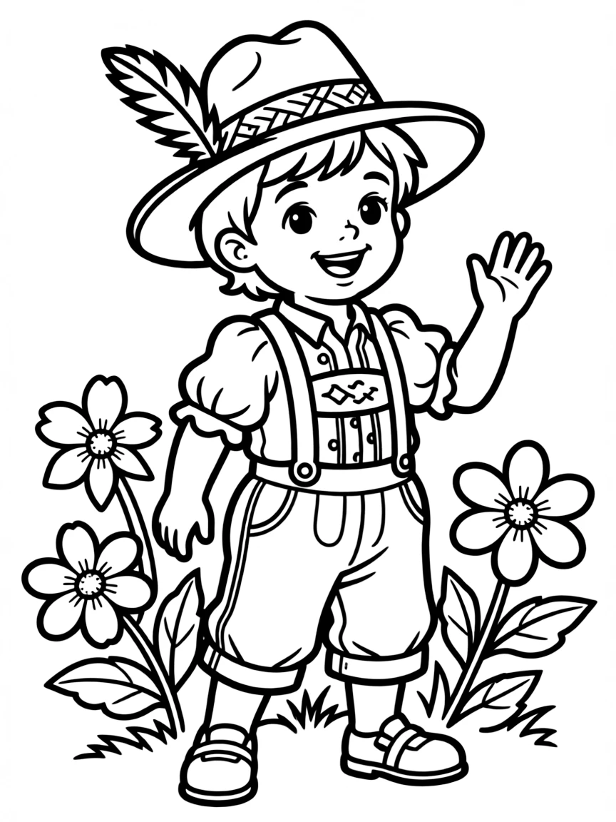 A child in a traditional Bavarian hat for Germany.