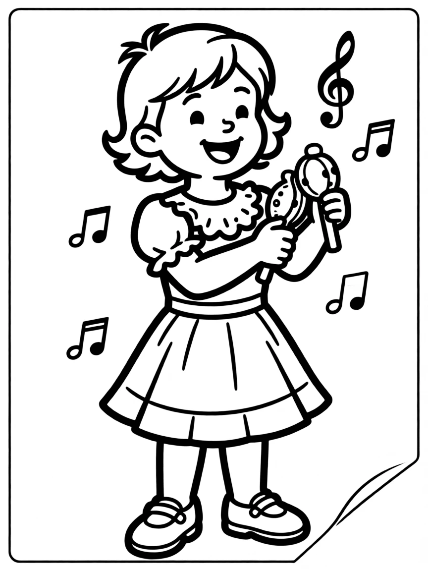 A happy child playing castanets for Spain.