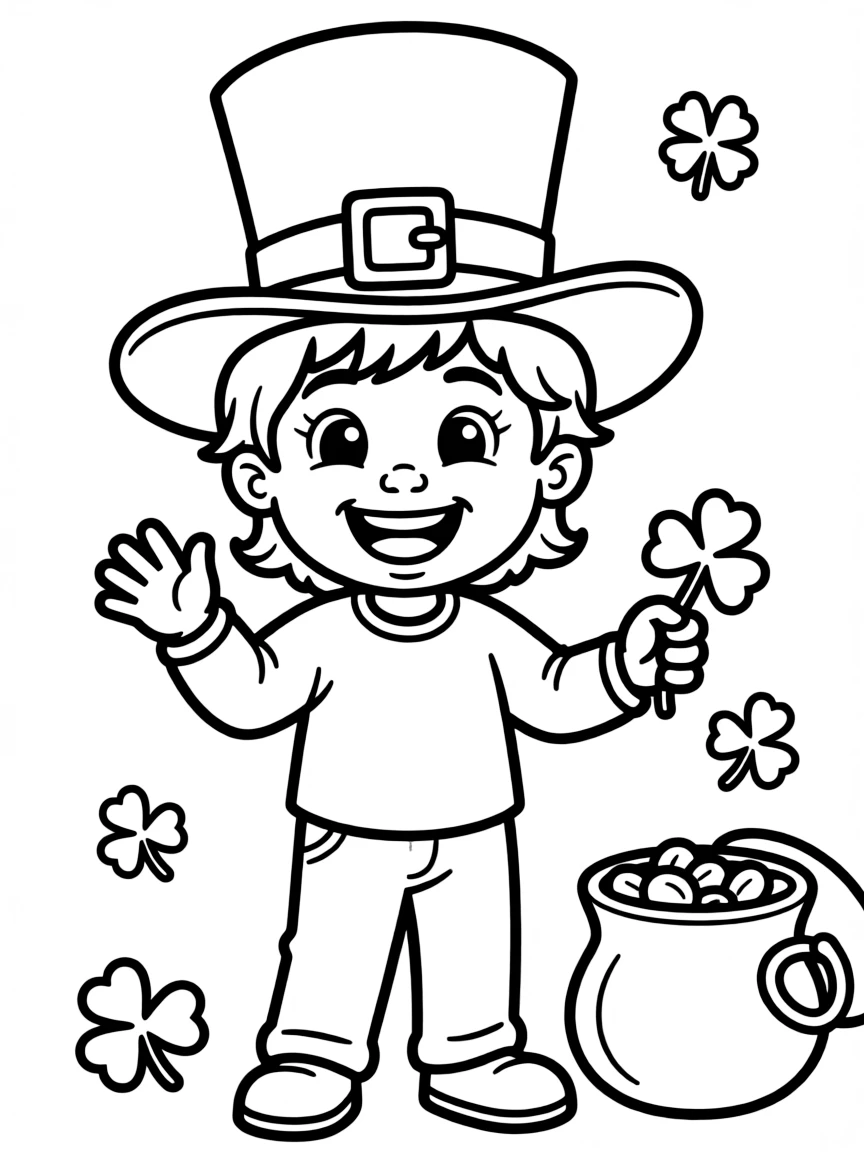A cheerful child with a leprechaun hat for Ireland.