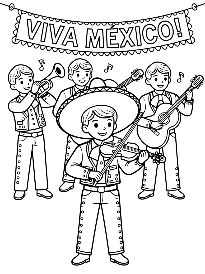 A child with a mariachi band playing for Mexico.