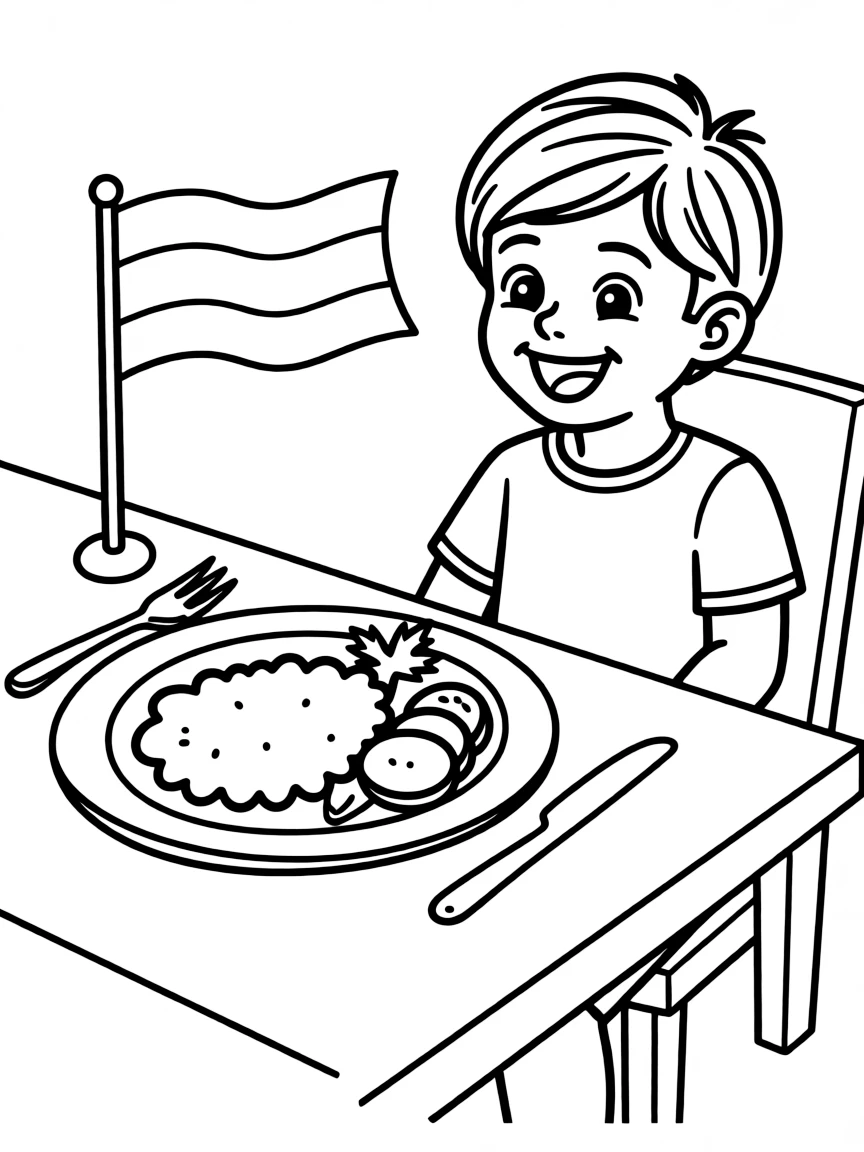 A child eating a schnitzel for Germany.