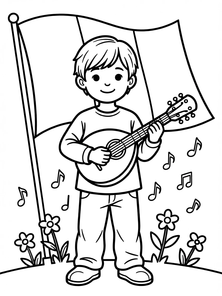 A child with a mandolin for Italy.