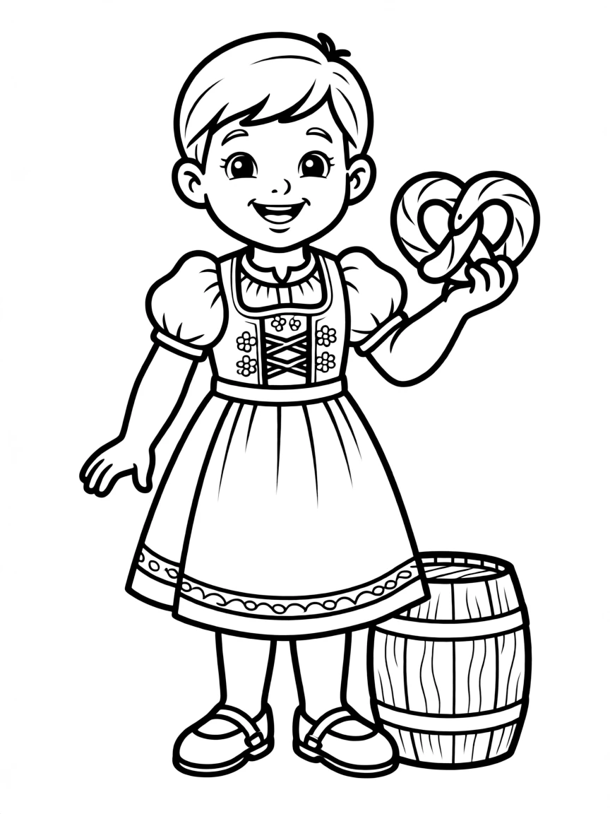 A happy child dressed in traditional German attire for Germany.