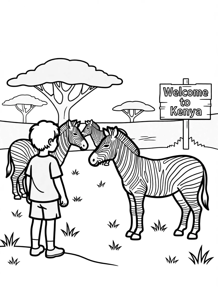 A child watching zebras for Kenya.