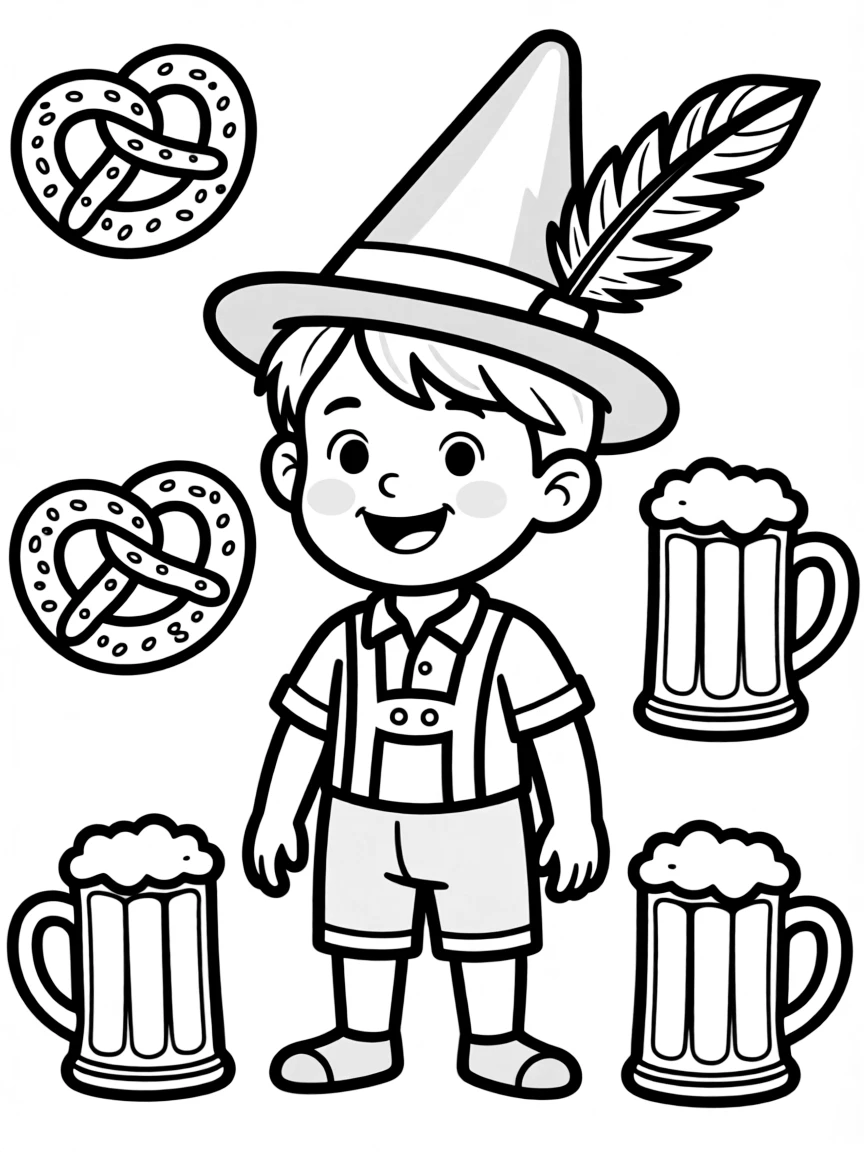 A child in a traditional Bavarian hat for Germany.