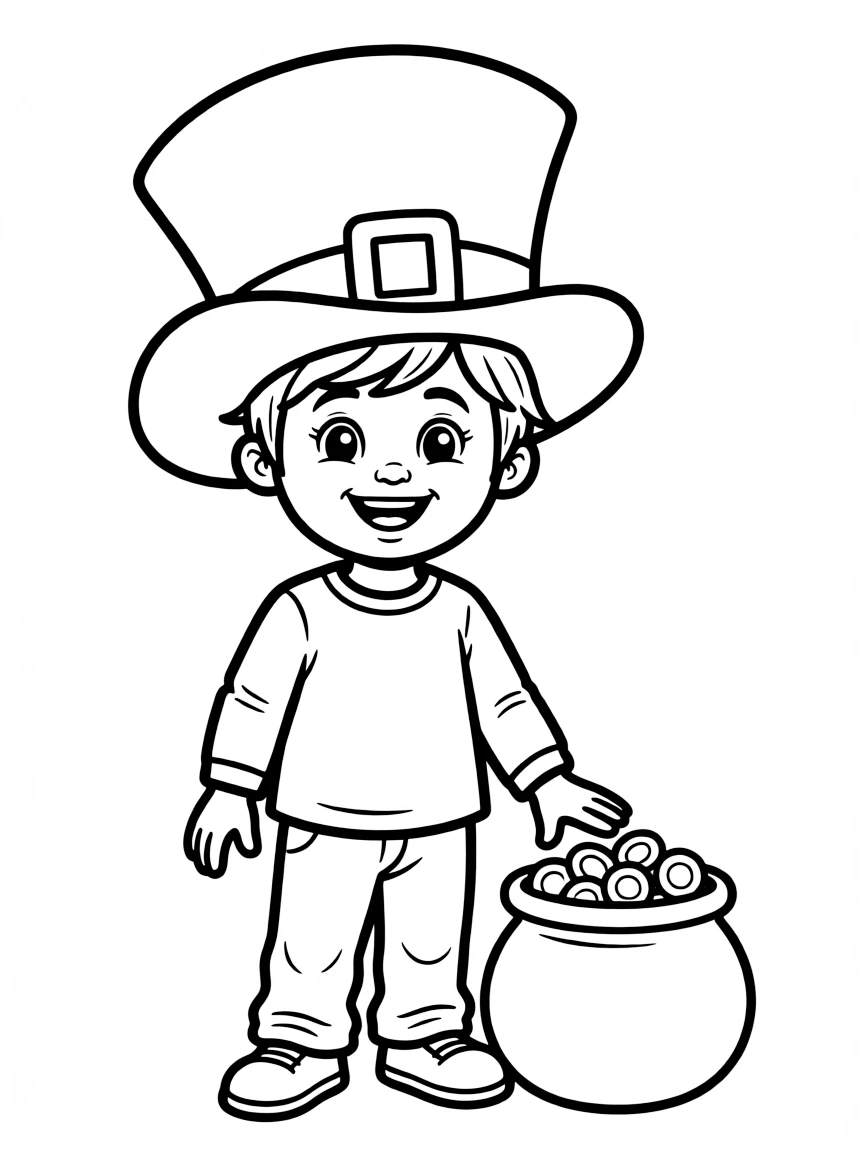 A cheerful child with a leprechaun hat for Ireland.
