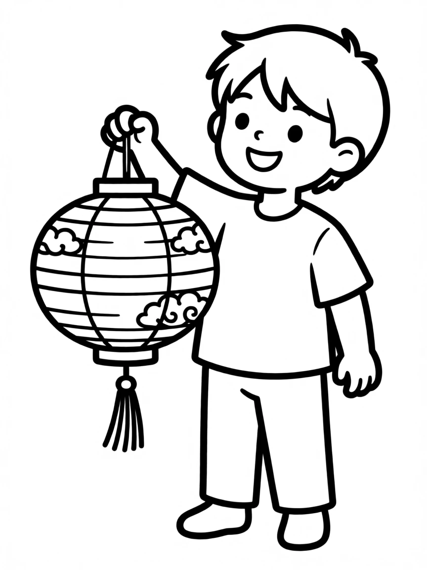 A child holding a red Chinese lantern for China.