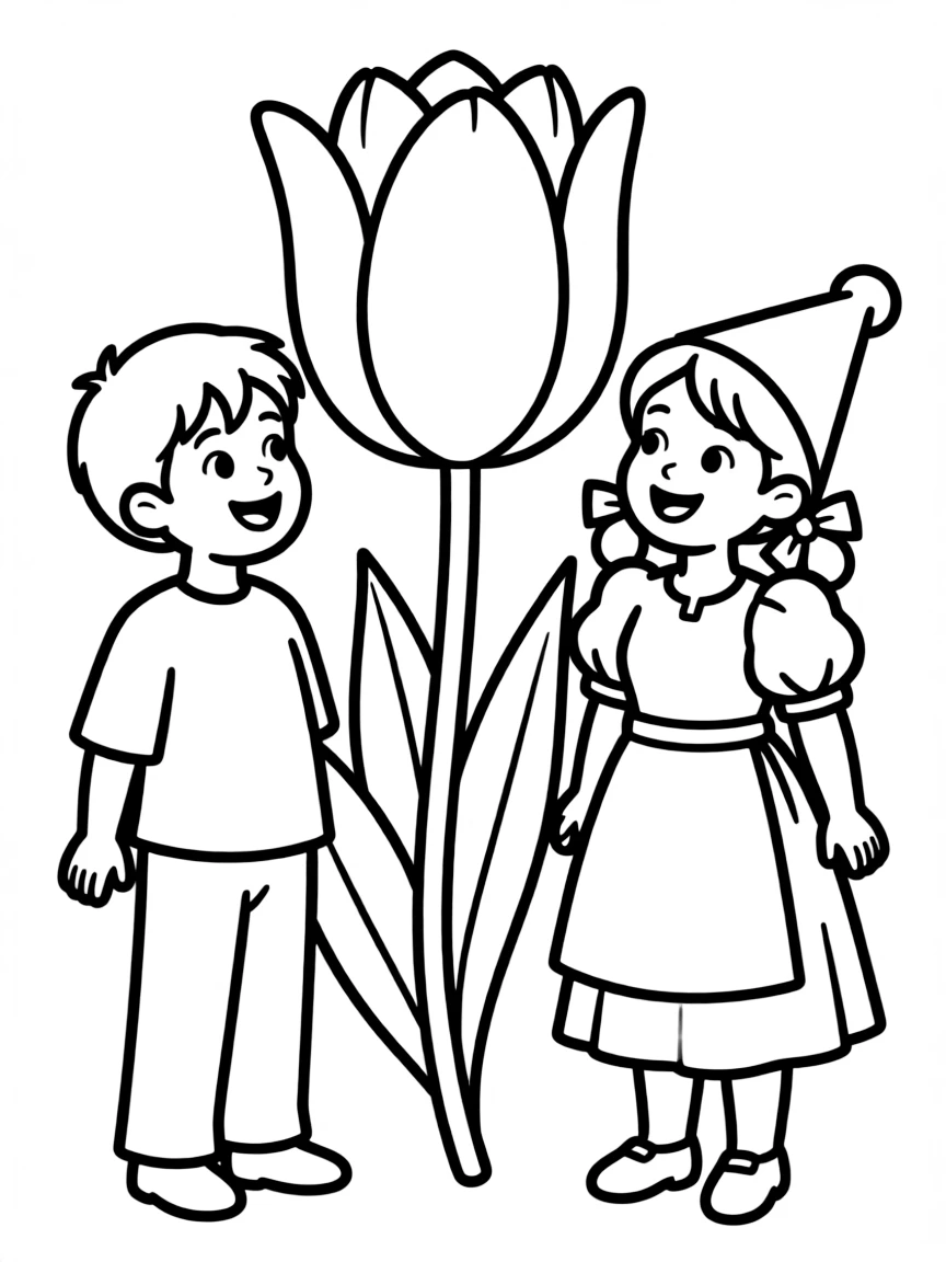 A smiling child with a tulip and a cute Dutch girl for Netherlands.