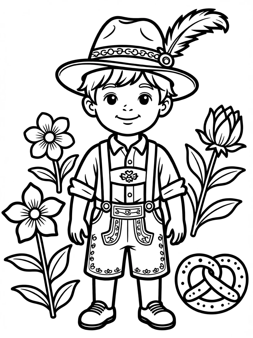 A child in a traditional Bavarian hat for Germany.