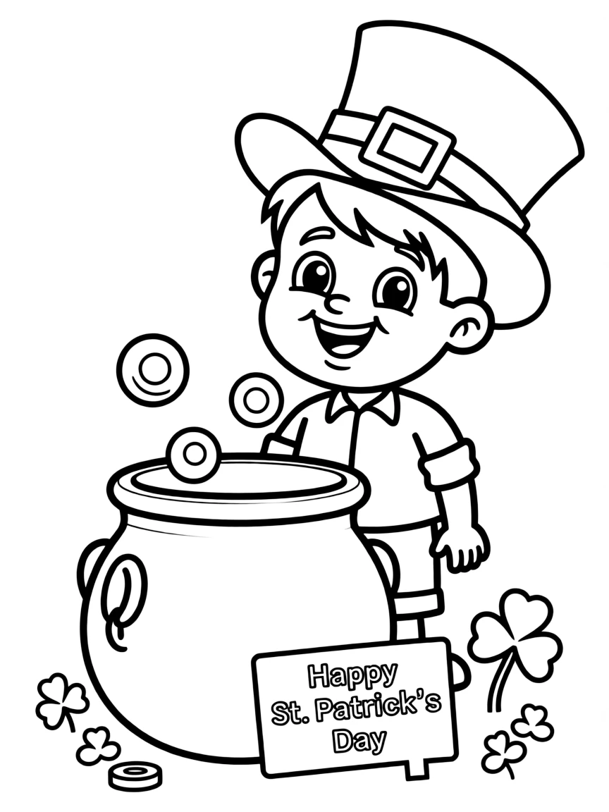 A cheerful child with a leprechaun hat for Ireland.