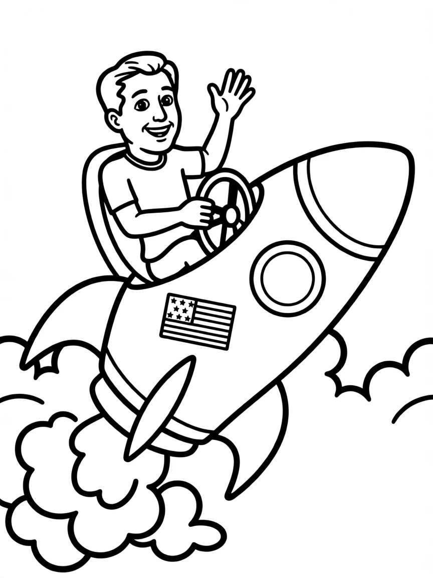 Elon Musk flying a rocket
