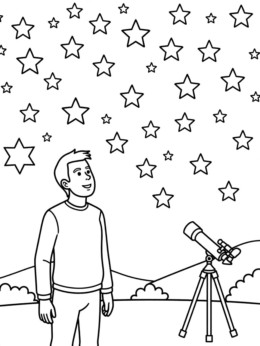 Elon Musk looking at stars