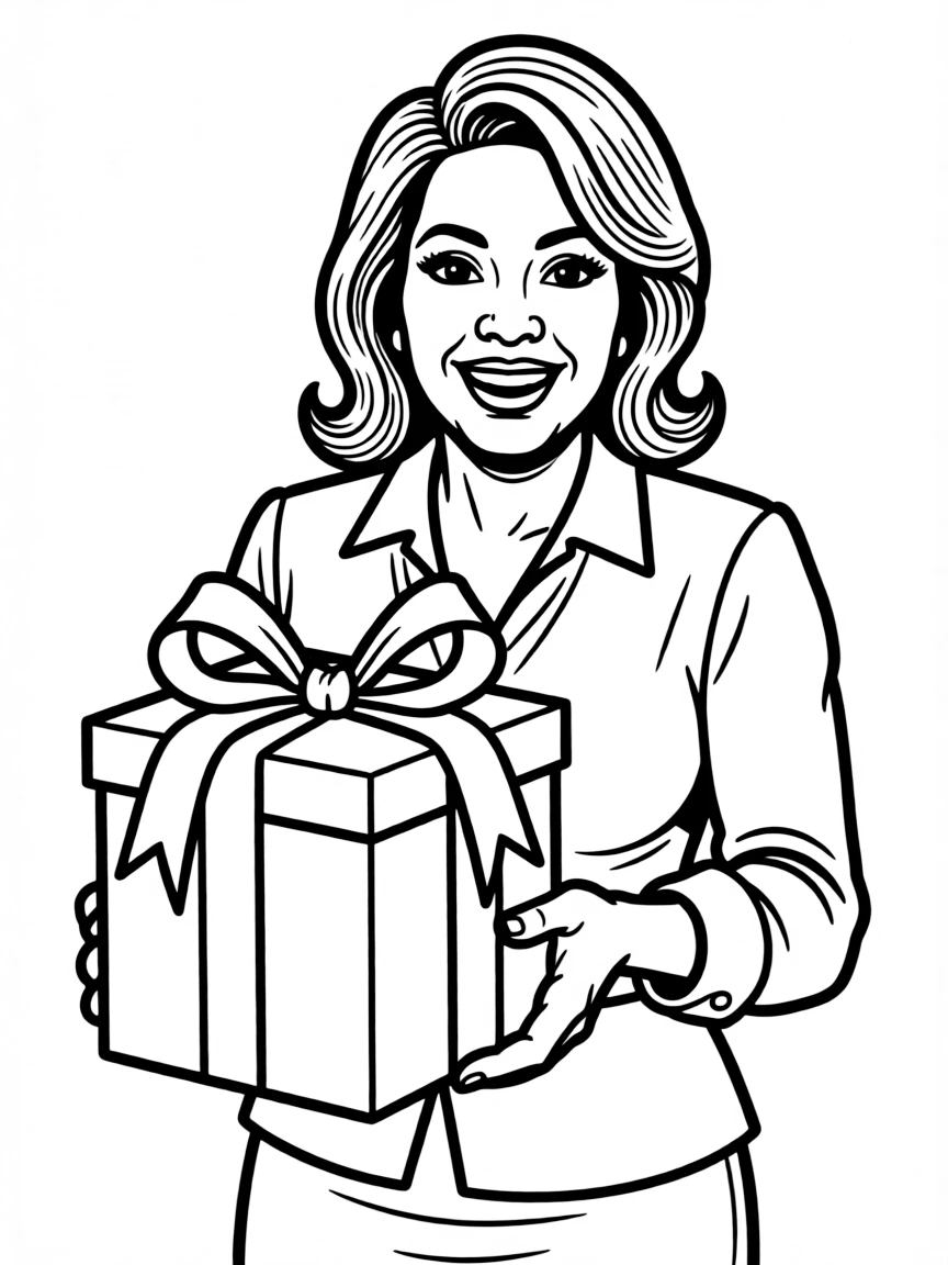 Oprah Winfrey giving a gift