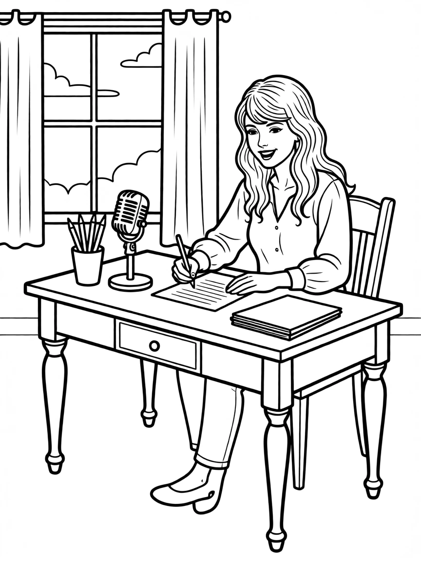 Taylor Swift writing a song