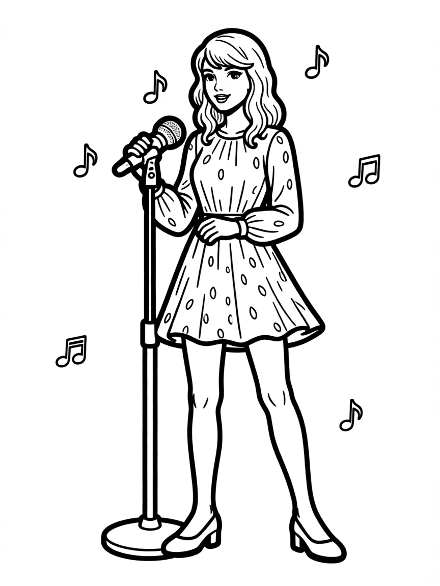 Taylor Swift with a microphone stand