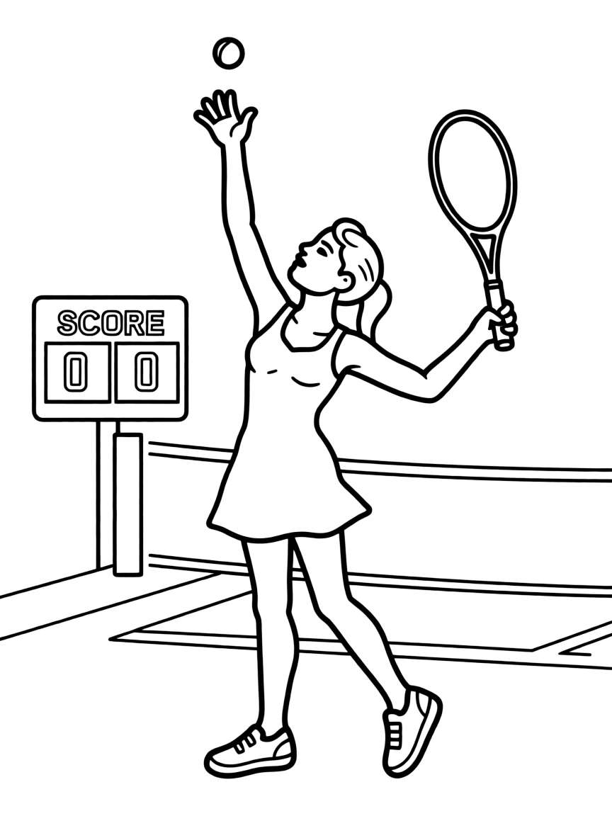 Serena Williams serving a ball