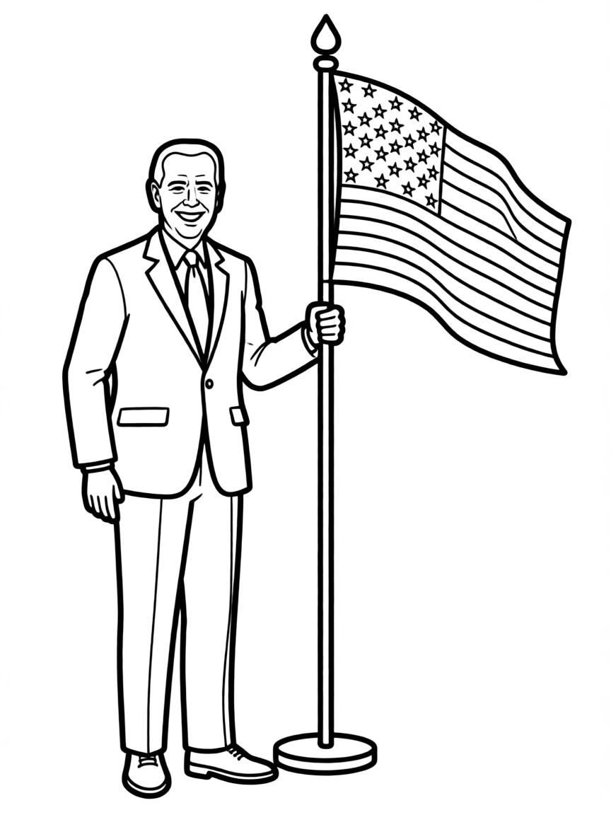 Joe Biden standing with a flag