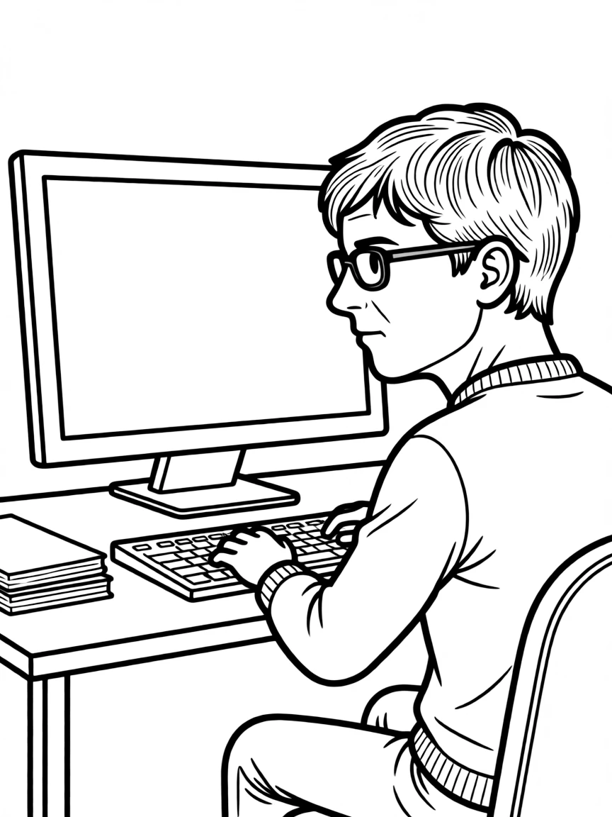 Bill Gates looking at a screen