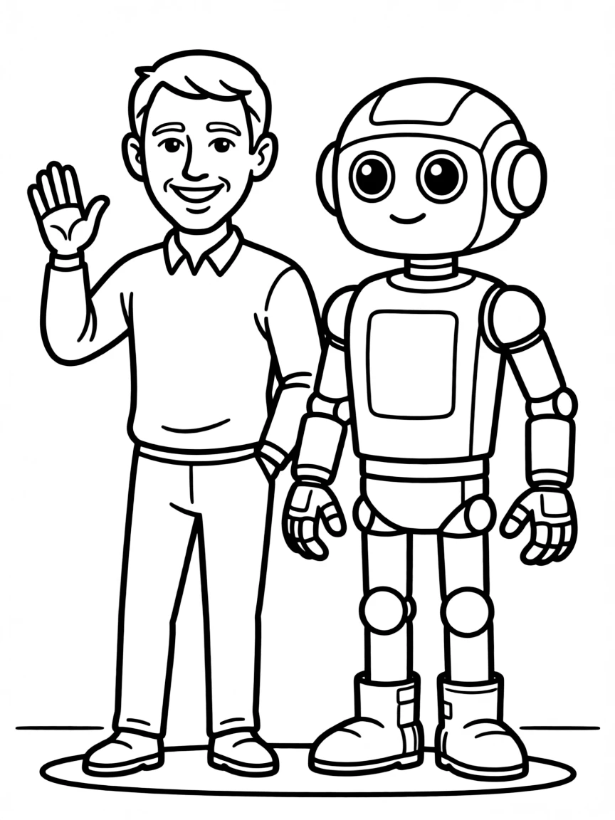 Jeff Bezos with a robot
