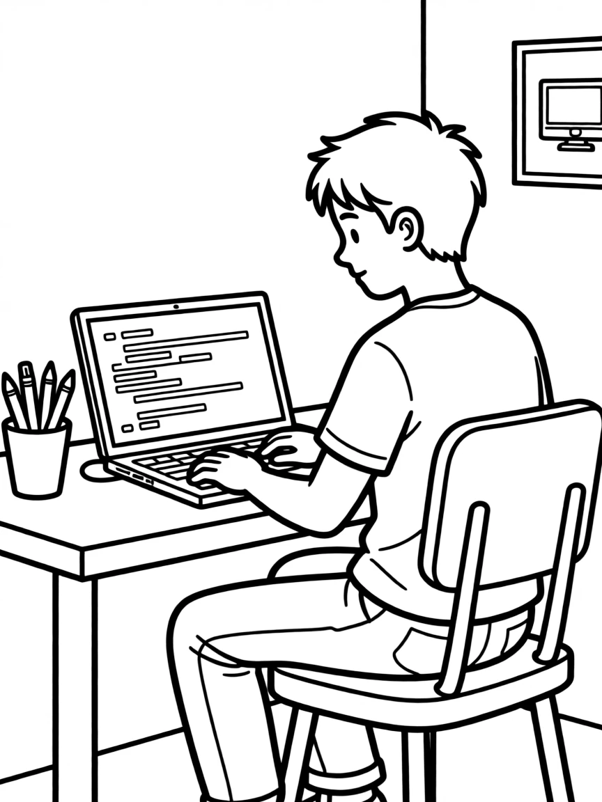 Mark Zuckerberg sitting and coding