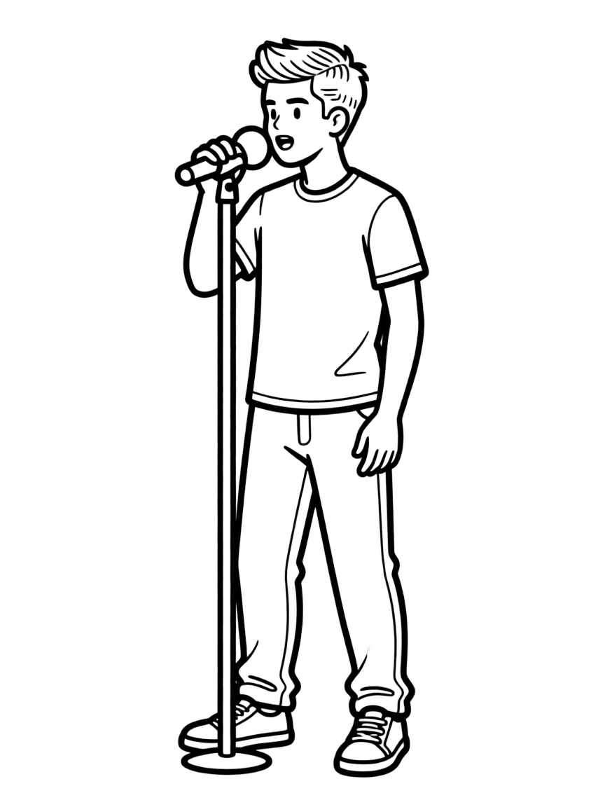Justin Bieber with a microphone