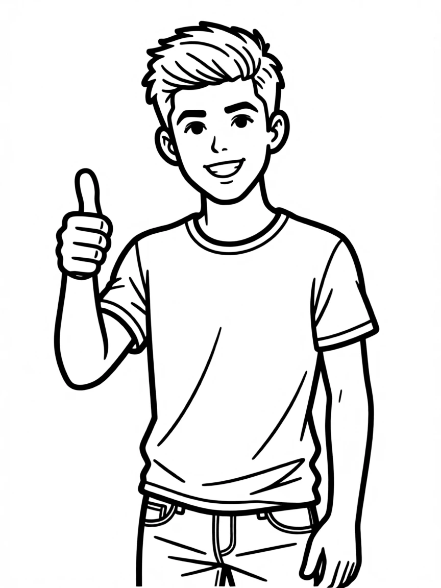 Justin Bieber giving a thumbs up
