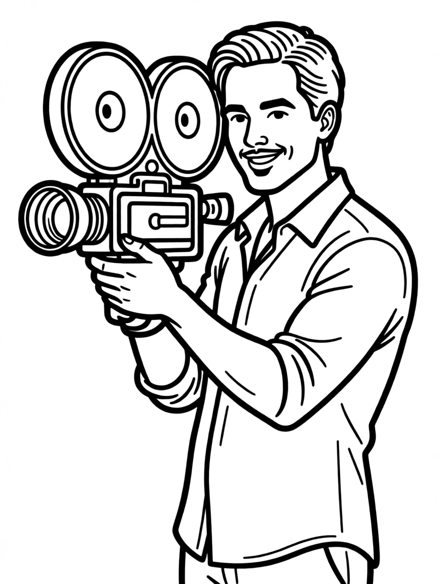 Brad Pitt with a movie camera