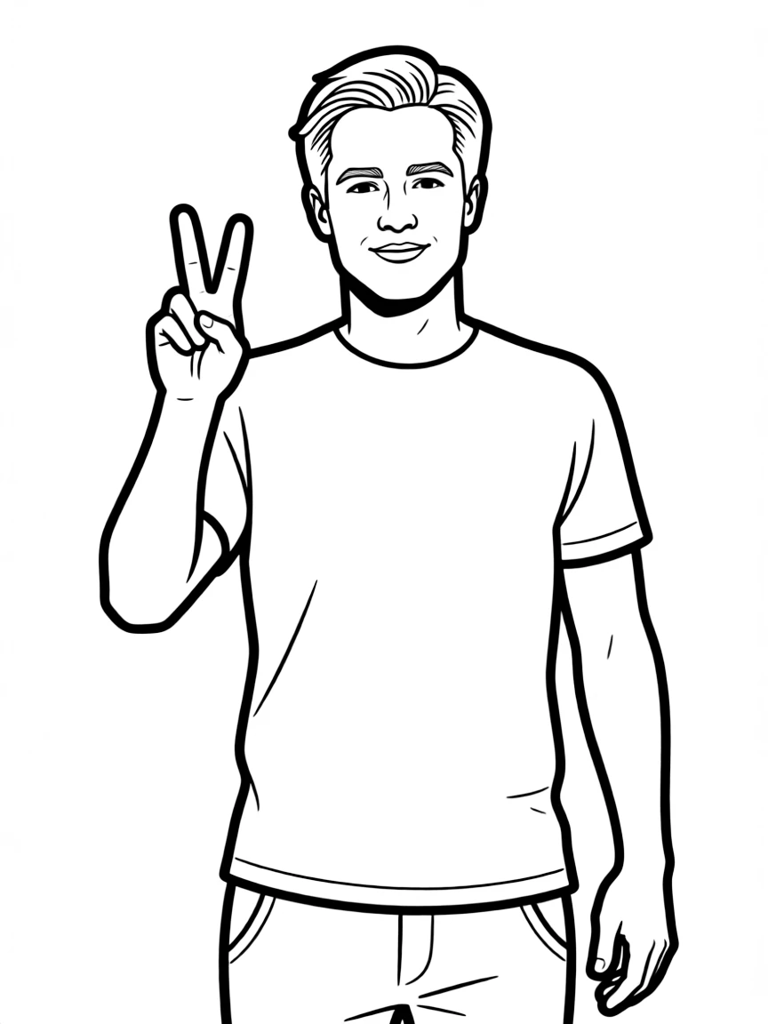 Brad Pitt giving a peace sign