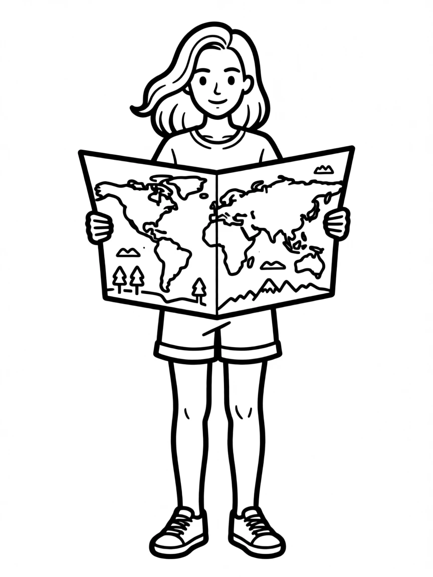 Angelina Jolie with a map