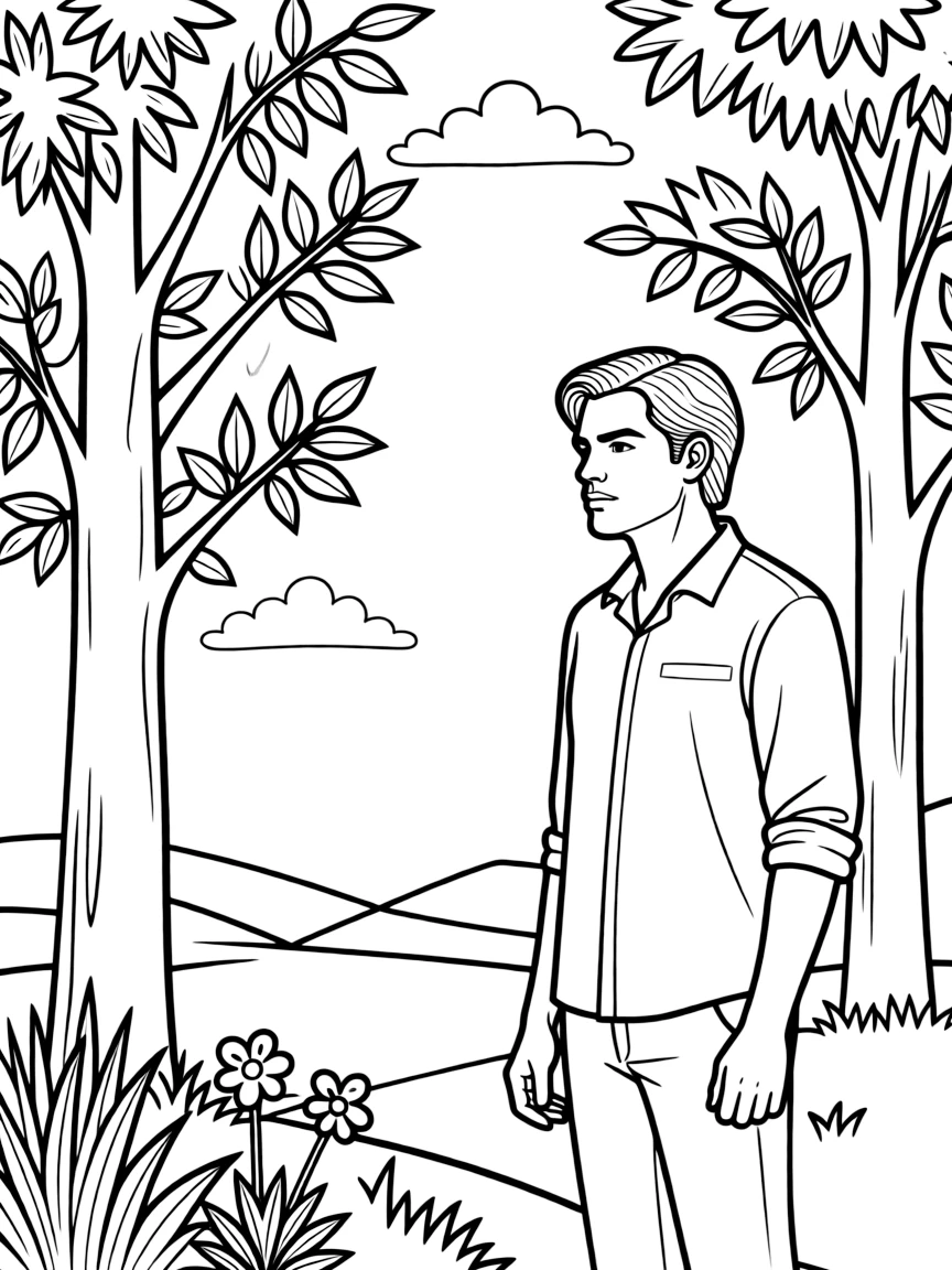 Leonardo DiCaprio looking at nature
